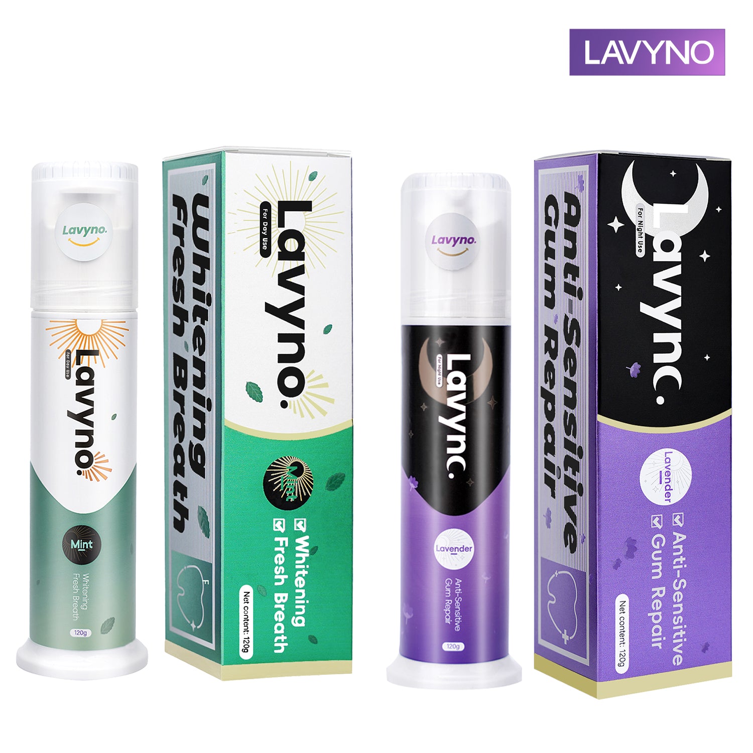 Lavyno Mint Toothpaste, Freshens Breath,Teeth Whitening, Anti plaque, Deep Cleansing, Oral Health – 120g Elegant Hard-Shell Cylindrical Tube (Moisture-Proof)